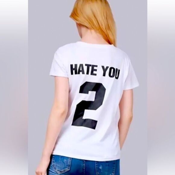 NWT “HATE U 2” white tee with black lettering - Picture 1 of 12